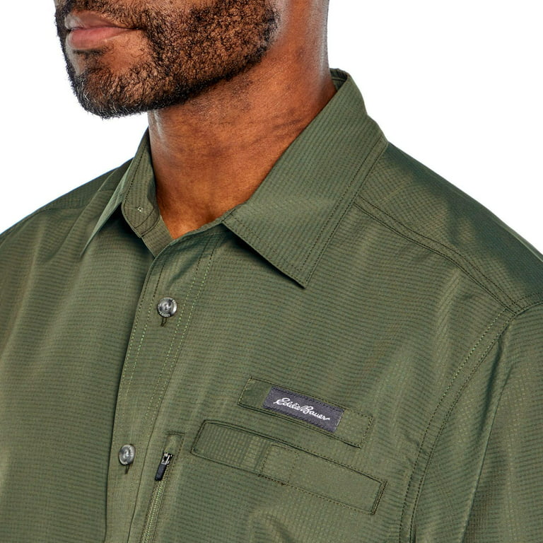 Eddie Bauer Men's Short Sleeve Woven Classic Fit Tech Shirt (Duck Green,  XXL)