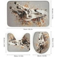 thumbnail image 3 of Colorful Horse Shower Curtain Sets with Rugs Toilet Lid Cover and Bath Mat White Abstract Running Animal Shower Curtains with 12 Hooks Waterproof 4 Piece Bathroom Decor Set, Style-1, 3 of 8