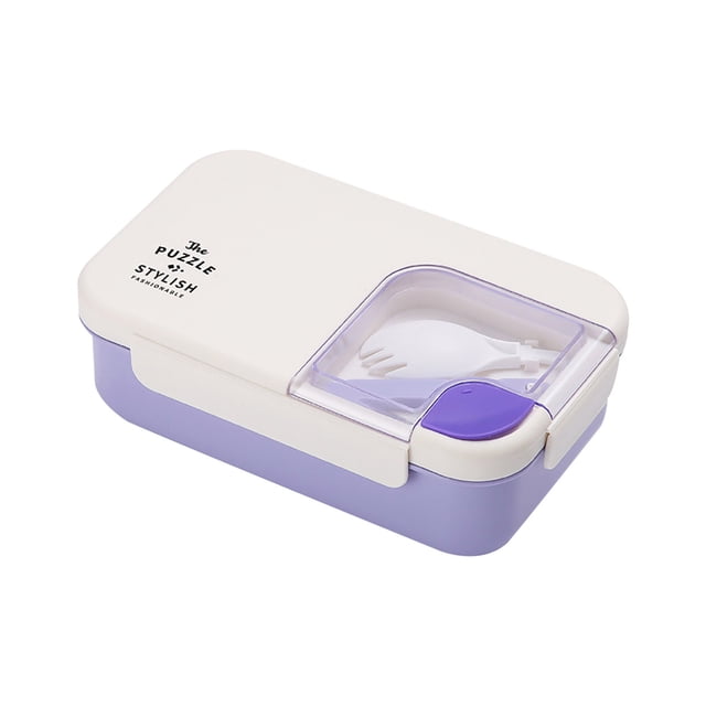 Dvkptbk Lunch Box Rectangular Four-Button Plastic Lunch Box Double-Layer Microwaveable Student Lunch Box Office Worker Portable Tableware Lunch Box Camping Essentials