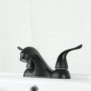 Mainstays 4-inch Centerset Bathroom Faucet with Push Pop-up, Dual Handle, Matte Black