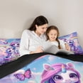 thumbnail image 5 of Erosebridal Cute Rainbow Unicorn 7pcs Bedding Comforter Set,Colorful Butterfly Purple Floral Queen Bedding Sets For Kids Girls,Reversible Black, 5 of 7