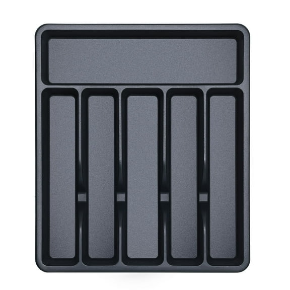 Mirdinner Silverware Drawer Organizer, 6 Compartment Plastic Silverware Container for Kitchen, BPA Free Flatware and Cutlery Holder, Silverware Organizer for Spoons Forks Knives