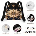 thumbnail image 4 of Gold Floral Pattern On Dark Blue Background Small Backpack Cute Mini Backpacks For Woman Lightweight Daypacks, 4 of 8