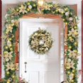 thumbnail image 4 of 24 Inch Battery Operated Christmas Wreath for Front Door Decor with 30 LED Lights, Champagne Gold Ball Ornaments, Poinsettia Flowers, Ribbon and Pine Cones, 4 of 7