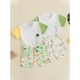 thumbnail image 3 of Baby Toddler Boy Shorts Set 6 12 18 24 Months 2T 3T 4T Short Sleeve T-shirts Tree Print Elastic Waist Shorts 2 Piece Summer Outfit, 3 of 9