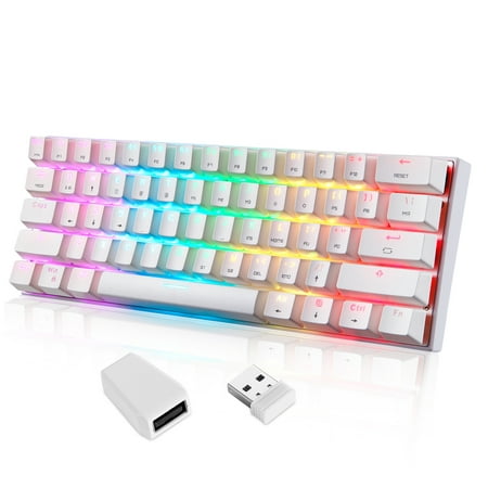 Motospeed SK62 Wireless Gaming Mechanical Keyboard 61 Keys RGB Backlight Red Switch Macro Drive For Laptop PC