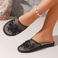 thumbnail image 4 of Dakaela Women's Fishnet Mesh Flat Sandals Closed Toe Slip on Mule Slides with Flower Backless Loafers Summer Shoes Size 6-9, 4 of 8