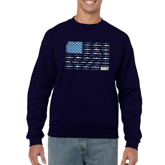 Navy Flag Sweatshirt Men -Navy Designs, Male Small