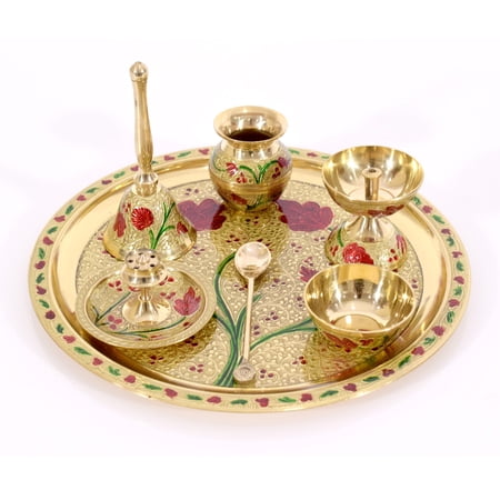 Pooja Thali Set Meenakari, PU Coating