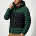 thumbnail image 5 of Iyufng Men's Color Block Hooded Puffer Jackets Horizontal Quilted Zip Up Winter Windproof Coat with Side Pockets and Elastic Cuffs, 5 of 9