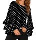 thumbnail image 3 of Blusa de manga larga con cuello redondo para mujer Camisa con volantes con estampado de puntos para niñas Yuarrent FS10925-04, 3 of 5