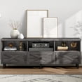 thumbnail image 4 of Dextrus Farmhouse TV Stand for 70/65/60/55 inch, Wood Media Console with Storage Cabinet and Open Shelves, 65 inch, Dark Grey, 4 of 9