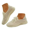 thumbnail image 3 of Sneakers for Women Lightweight Mesh Lace up Outdoor Running Shoes Casual Slip on Soft Sole Walking Shoes Breathable Athletic Shoes Beige Size 7, 3 of 8