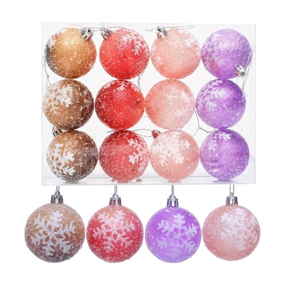 12 Pieces Christmas Glitter Ball Ornaments Hanging Ornaments Balls for Tree Mini Christmas Xmas Decorative Ball Pendants for Holiday Decor
