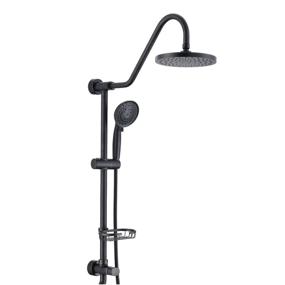 JERFIT 8-inch Rainfall Shower Combo Set, Oil Rubbed Bronze Wall Mounted Handheld Shower System with 5 Spray Modes, Adjustable Slide Bar & 59" Hose