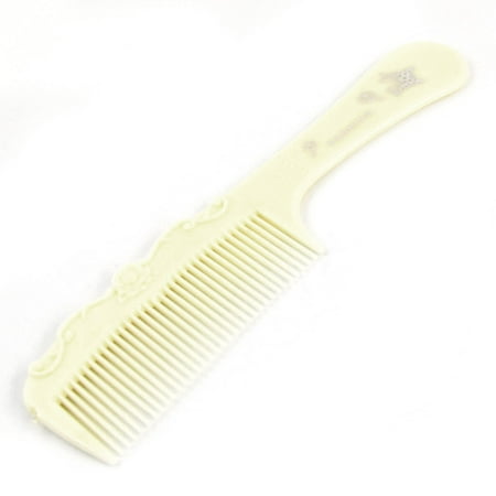 Beige Plastic Anti Static Flowers Pattern Straight Haircare Hair Comb 8.4