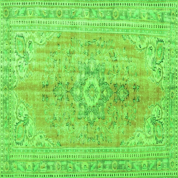 Ahgly Company Indoor Square Persian Green Traditional Area Rugs, 3' Square