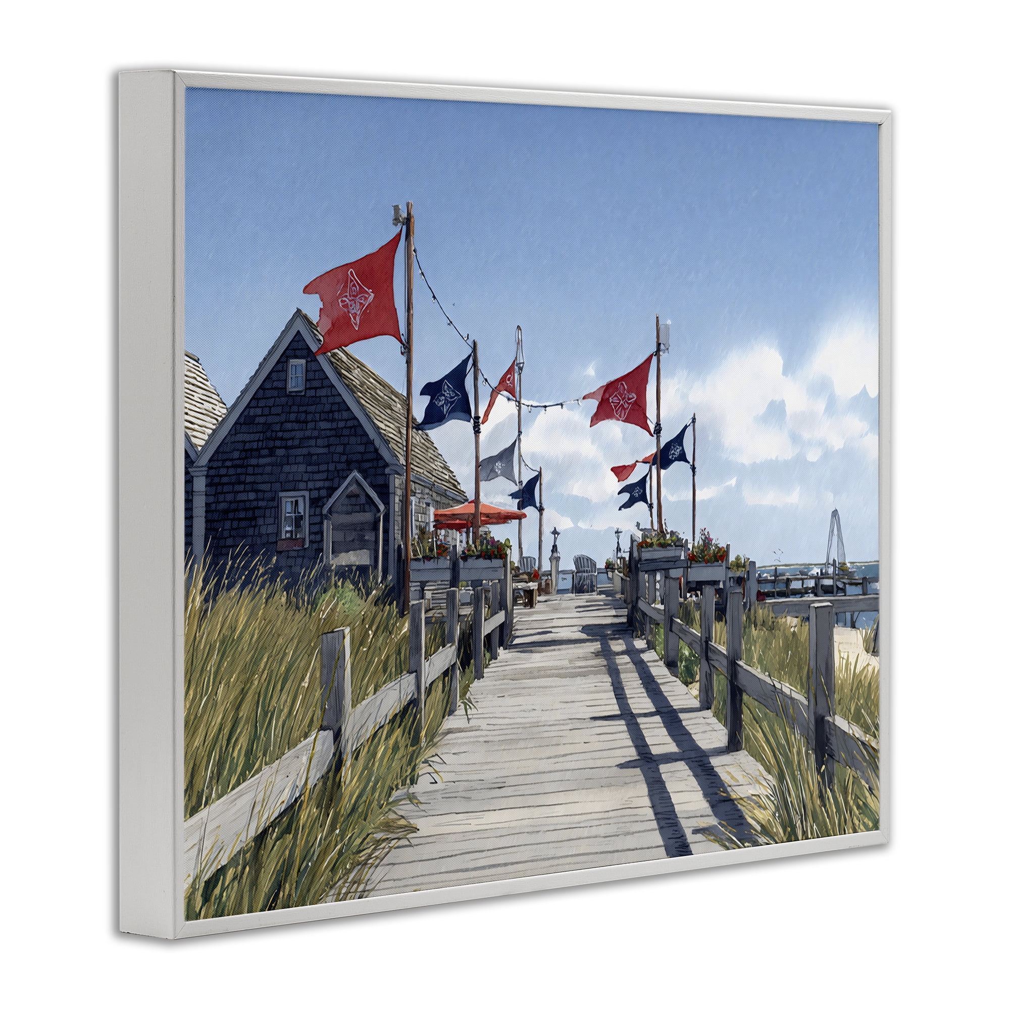 Stupell Industries Summer Boardwalk Stroll White Framed Giclee Art, design by Franklyn Gregory