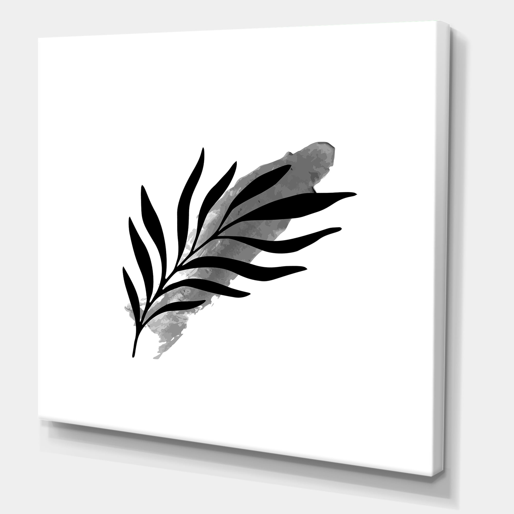 Designart ' Abstract Black Tropical Leaf I ' Modern Canvas Wall Art Print