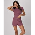 thumbnail image 2 of Hanes Originals SuperSoft Comfywear Women’s Ribbed Babydoll Tee & Shorts Pajama Set - Soft Loungewear Mauve Mood/Mauve Mood XL, 2 of 6