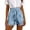 *Blue, variant on Women's Scalloped Lace Hem Shorts,Drawstring Textured Shorts For Women, Ladies Summer Going Out Shorts with Pockets,Blue,S-XL