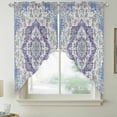 thumbnail image 2 of Blue Purple Boho Swag Valances for Windows 2 Pack, Kitchen Window Curtains 36 Inch Length, Vintage Abstract Art Floral Ethnic Tribe Privacy Swag Curtains for Living Room/Bathroom 36"x36", 2 of 8