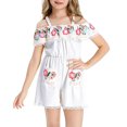 thumbnail image 2 of HNMKIU Halloween Clothes Girls Off Shoulder Mexican Folk Jumpsuit Rose Day Of The Dead Outfit Elegant Fancy Dress Party Wear White,3-4 Years, 2 of 5