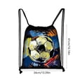 thumbnail image 2 of Soccer Print Drawstring Pouch Sports Storage Bag, Quilted Nylon Backpack, Water-Resistant Multi Pocket Travel Tote for Weekend Getaways and Business Trips, 2 of 6