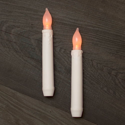 Flameless Candles White LED Taper Candle Sticks 2 Pack Battery Operated