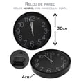 thumbnail image 3 of Reloj de Pared QZ Negro Silencioso Manecillas Plata 30 cms x 4 cms, 3 of 5