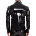 thumbnail image 5 of Men Shiny PVC Leather Shirt, Long Sleeve, Full Zipper, Male Glossy Leather Casual Tops, 5 of 6