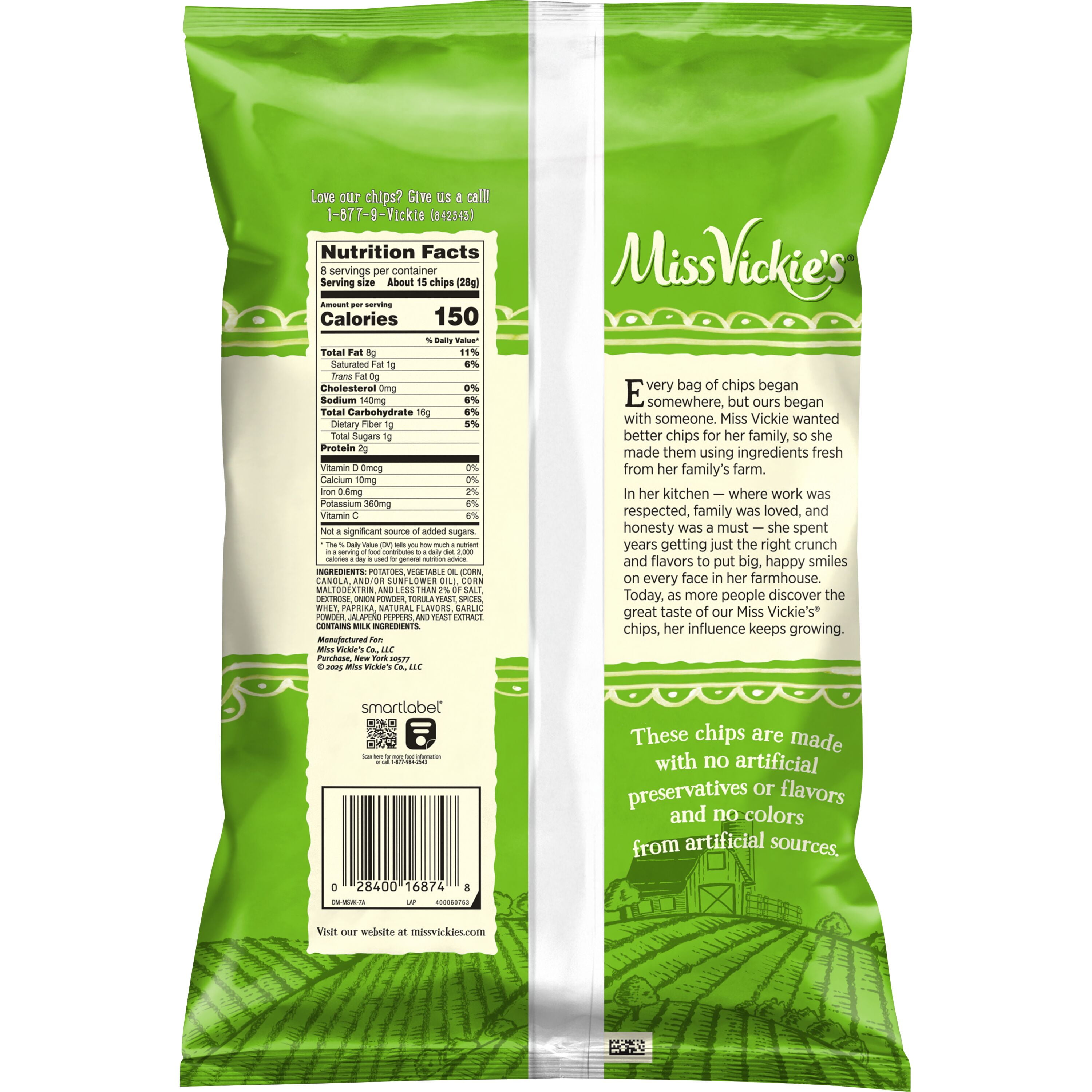 Miss Vickies Jalapeno Kettle Cooked Potato Chips Bag, 8 oz​