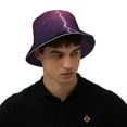 thumbnail image 5 of Yiaed Thunderstorm Violet Purple Print Reflective Stripe Bucket Hat Unisex Funny Outdoor Fisherman Cap Beach Sun Hat, 5 of 5