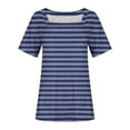 thumbnail image 4 of fatyb Women's Square Neck Striped Tops Short Sleeve Tunic Casual Shirts 2025 Summer Loose Blouses Tee, 4 of 5