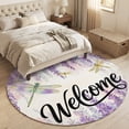 thumbnail image 4 of Round Area Rugs 6Ft, Spring Flowers Non-Slip Washable Circle Rugs Carpet, Purple Watercolor Botanical Floral Vines Indoor Outdoor Rug Floor Mats Throw Runner for Bedroom Living Room Bathroom, 4 of 8