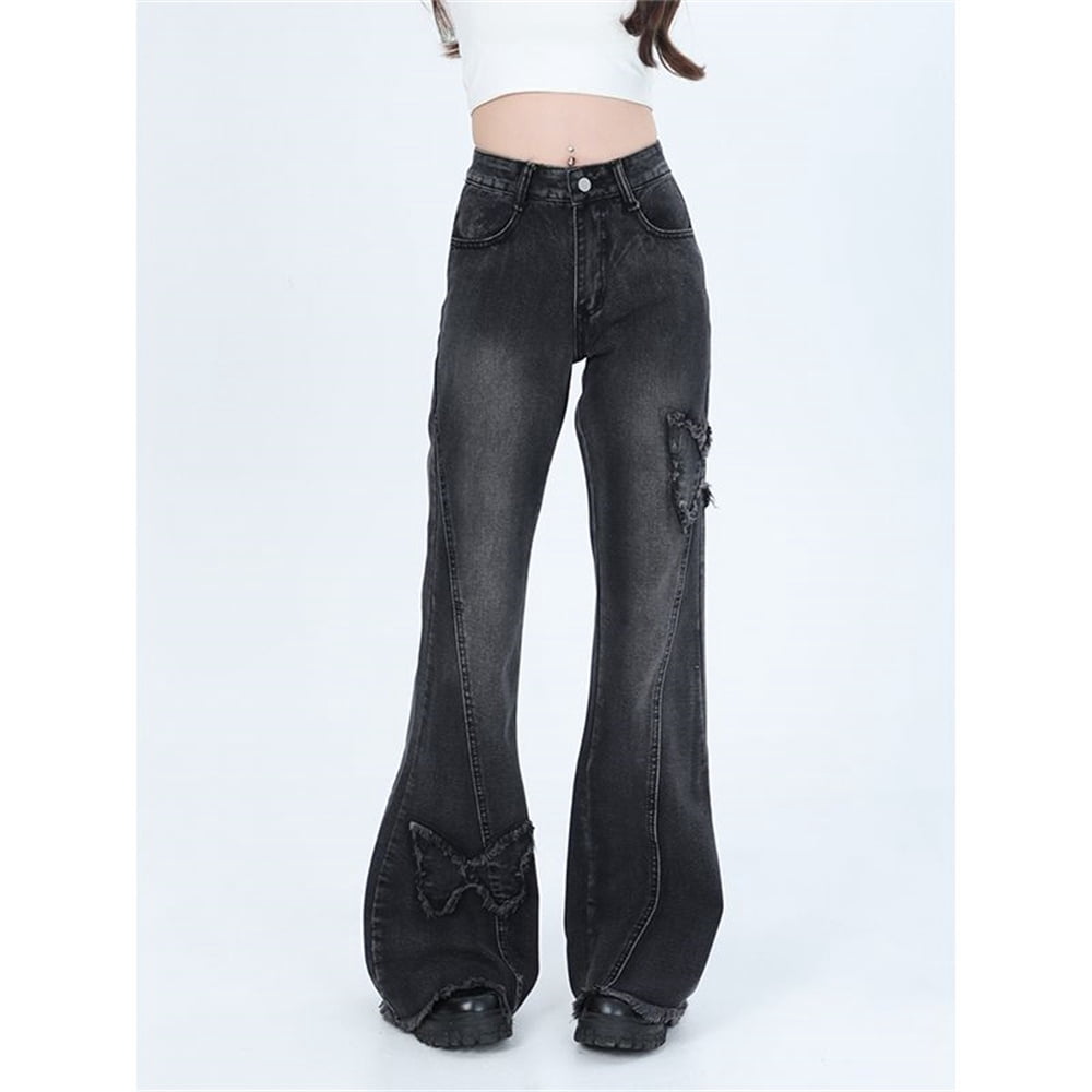 Harajuku Denim Trousers Y2k Trashy Emo 2000s Clothes Women's Blue