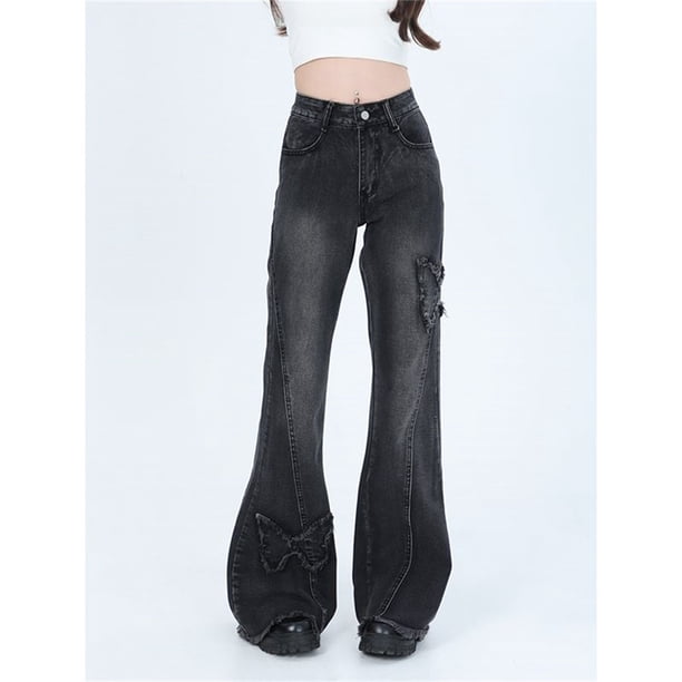 Harajuku Denim Trousers Y2k Trashy Emo 2000s Clothes Women's Blue
