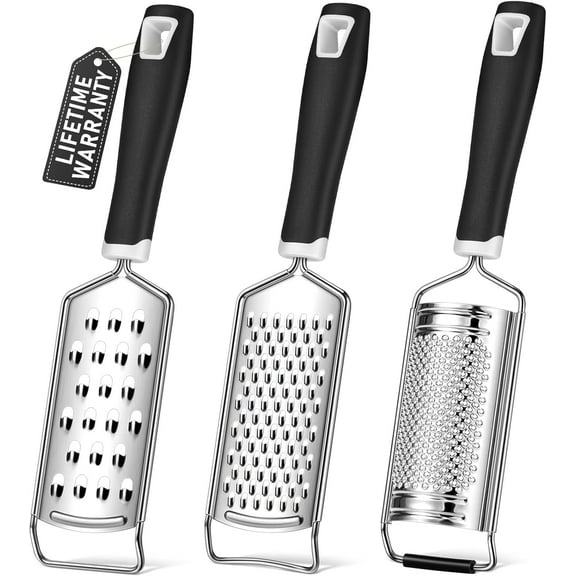 Sopito Cheese Grater, 3 Packs Stainless Steel Lemon Zester Grater with Silicone Handle for Cheese, Chocolate, Spices