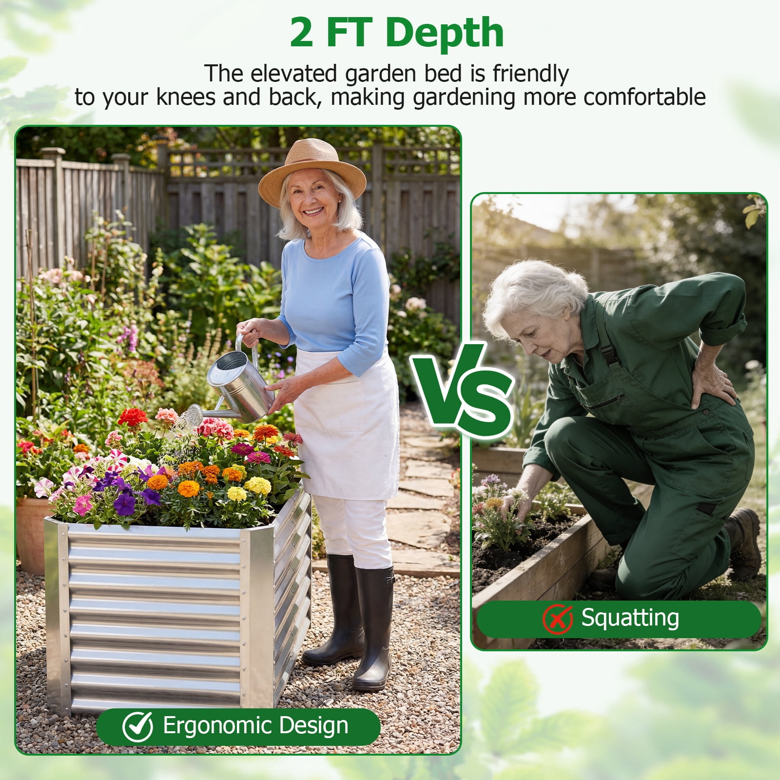 Gymax 2PCS 4 x 2 x 2FT Galvanized Raised Garden Bed w/Open-Ended Base for Vegetable
