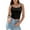 Black, variant on MIXUE Tank Top for Women Summer Solid Color Square Neck Spaghetti Strap Double Lined Sleeveless Crop Sexy Camisole Vest Outwear,White,L