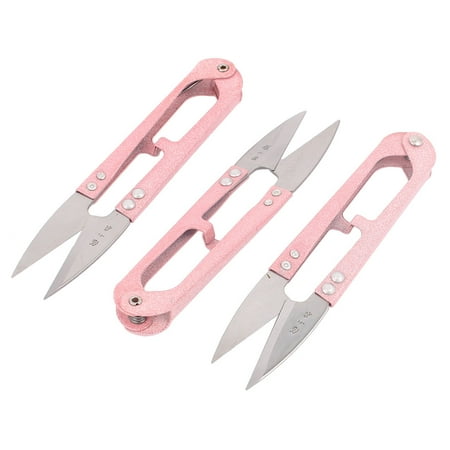 - 2pcs Metal Grip Fish Line Cross Stitch Craft Yarn Scissors Thread Cutter Pink