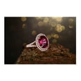 thumbnail image 5 of Split Shank 2.25 Carat 8x6mm Oval Cut Red Ruby Moissanite Diamond Halo Engagement Ring in 10k Rose Gold for Women, 5 of 5