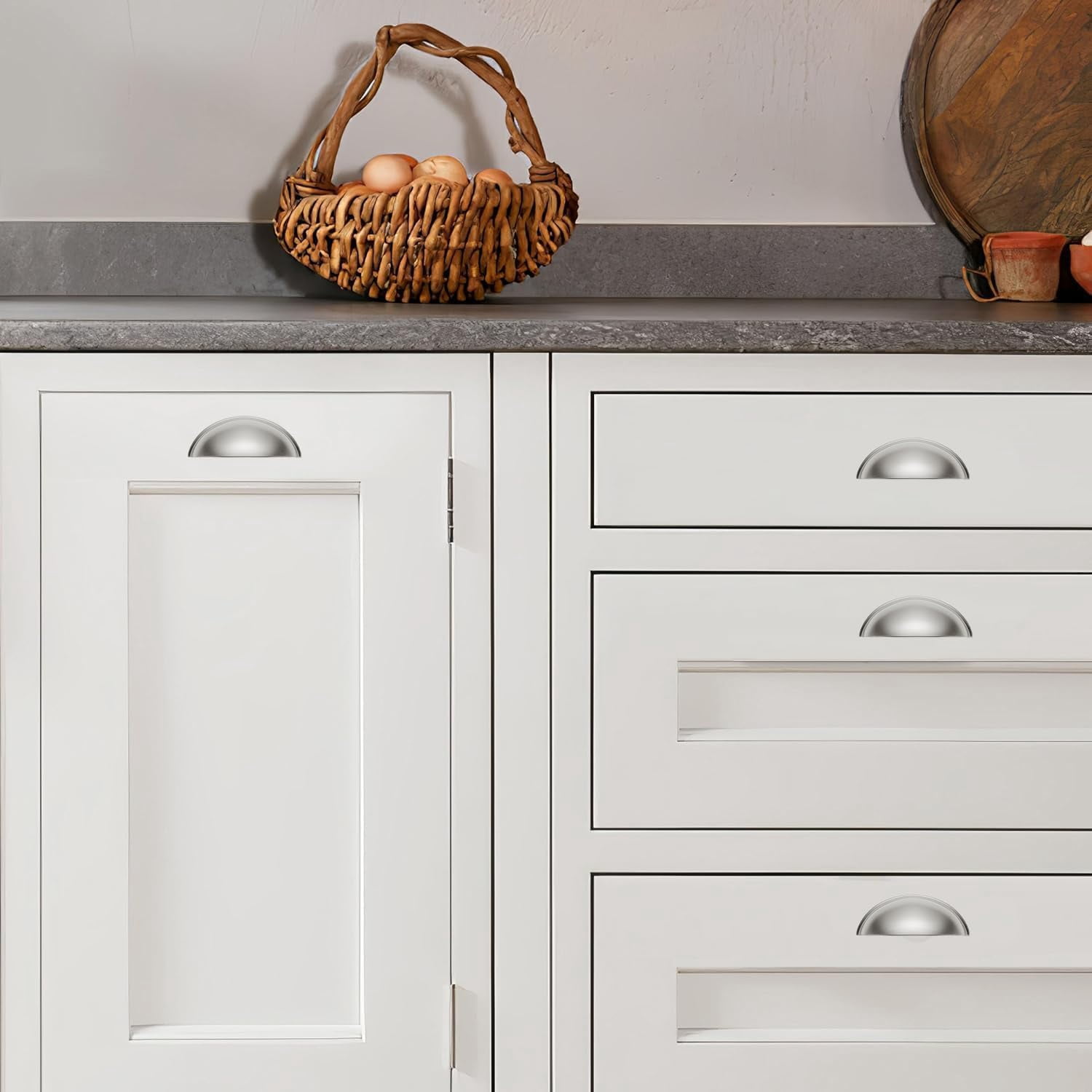 10 Pack 5" Drawer Pulls Brushed Satin Nickel Cabinet Cup Pulls Kitchen Hardware Cabinet Handles Drawer Handles Knobs 5 inch Hole Center