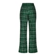 thumbnail image 5 of Lenpel Women's Plus Size Work Pants High Waisted Pull on Plaid Flare Wide Leg Pants Bootcut Business Casual Trousers(Green,4X-Large), 5 of 7