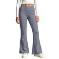 thumbnail image 5 of BXJX Girls Leggings 2 Pieces, Elastic Waist Sports Stretchy Slim Base Layer Flare Pants Gray Size 6-7 T, 5 of 7
