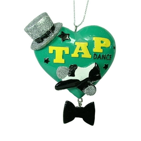 Tap Dance Top Hat Dancing Shoes Turquoise Heart Christmas Tree Ornament By On Holiday Ship from