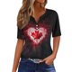 thumbnail image 2 of Fiudx Ofertas de La Semana Blusa de Manga Corta Estampada a La Moda para Mujer, Blusas Informales con Cuello En V, 2 of 5