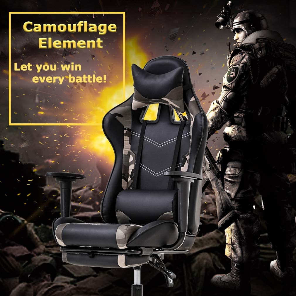 BestOffice Ergonomic Gaming Chair, Lumbar Support, Rolling Swivel for Men, Women(Camo)
