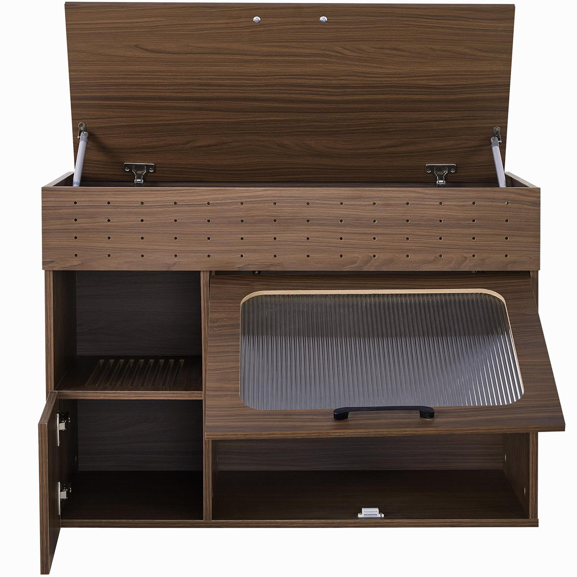 Pefilos 35" Cat Litter Box Enclosure, Hidden Cat Washroom Furniture with  Storage and Wheel, Enough for Most of Orange Cat and Litter Box, Brown
