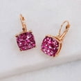 thumbnail image 3 of Humble Chic Hot Pink Earrings for Women - Glitter Lever Back Square Earrings, 3 of 10